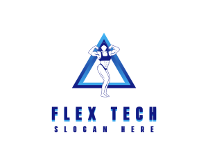 Flex - Muscular Woman Fitness logo design