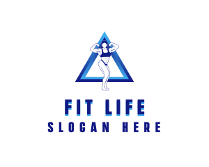 Muscular Woman Fitness logo design