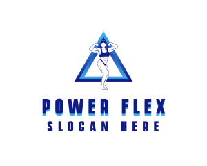 Muscular Woman Fitness logo design