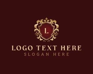 Gold - Royal Shield Flourish logo design