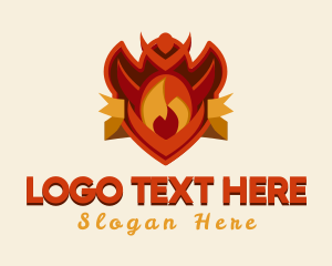 Kingdom - Fire Armor Gaming Emblem Shield logo design