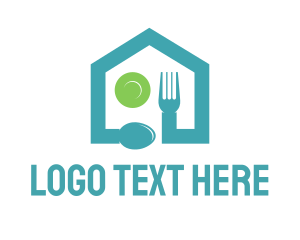 Blue Fork - Food Restaurant House logo design