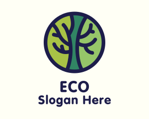 Green Tree Branches Badge Logo