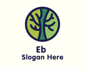 Green Tree Branches Badge Logo