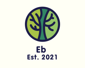 Herbal - Green Tree Branches Badge logo design