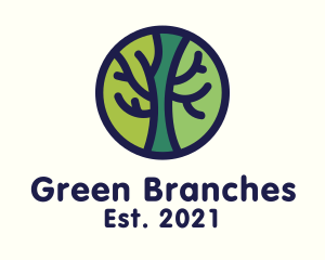 Branches - Green Tree Branches Badge logo design