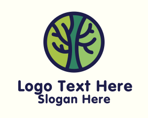 Green Tree Branches Badge Logo