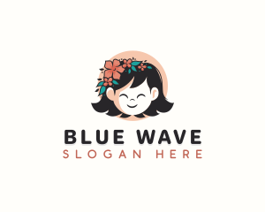 Child Girl Floral logo design