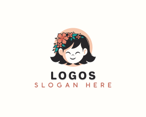 Child Girl Floral logo design