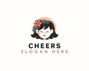 Child Girl Floral logo design