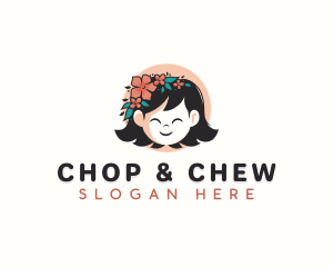 Child Girl Floral logo design