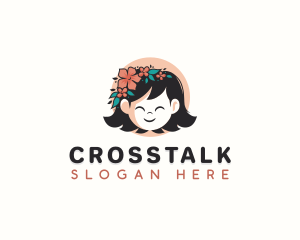 Child Girl Floral logo design