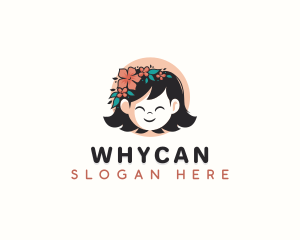 Child Girl Floral logo design