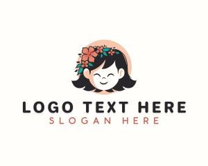 Child Girl Floral logo design