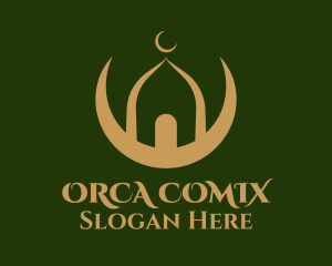 Gold Mosque Religious Logo