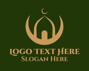 Gold Mosque Religious Logo