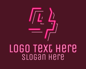 Light - Neon Retro Gaming Number 4 logo design