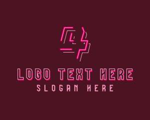 Gamer - Neon Retro Gaming Number 4 logo design