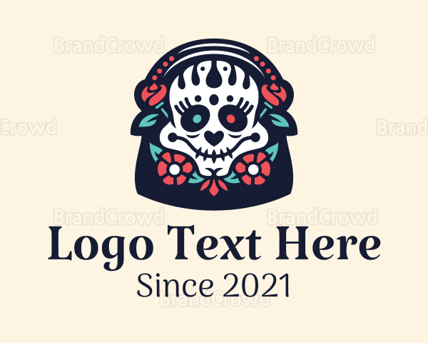 Floral Mexican Skull Logo