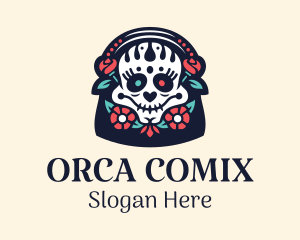 Floral Mexican Skull Logo