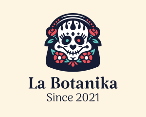 Floral Mexican Skull logo design