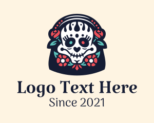 Dia De Los Muertos - Floral Mexican Skull logo design