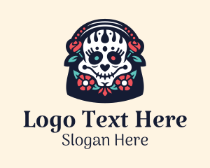 Floral Mexican Skull Logo