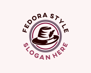 Feather Fedora Hat logo design