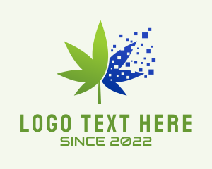 Plant - Digital Pixel Marijuana logo design