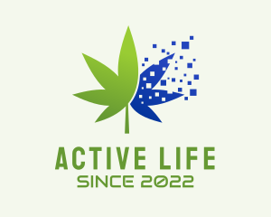 Organic Product - Digital Pixel Marijuana logo design
