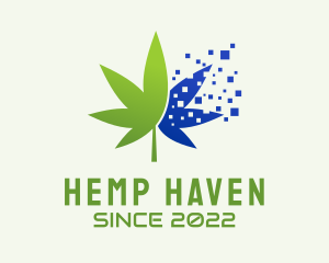 Digital Pixel Marijuana  logo design