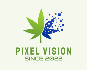 Digital Pixel Marijuana  logo design