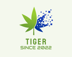Pixel - Digital Pixel Marijuana logo design