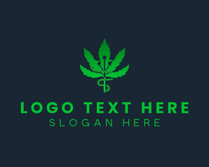 Caduceus - Marijuana Weed Cannabis logo design