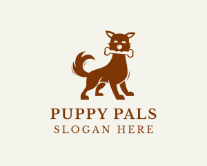 Cute Puppy Dog Bone logo design