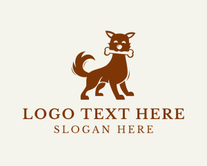 Dog Training - Cute Puppy Dog Bone logo design