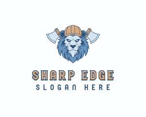 Lion Carpenter Axe logo design