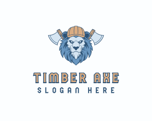 Lion Carpenter Axe logo design