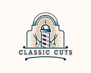 Barber Scissors Haircut logo design