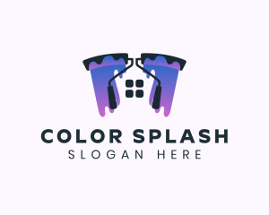 Paint Roller Drip House logo design