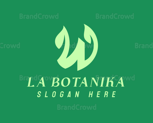 Green Organic Plant Letter W Logo