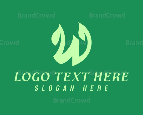 Green Organic Plant Letter W Logo