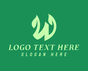 Healthy Food - Green Organic Plant Letter W logo design