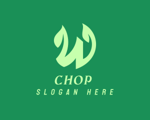 Green Organic Plant Letter W Logo