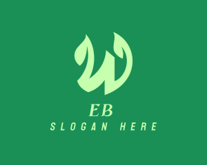 Herbal - Green Organic Plant Letter W logo design