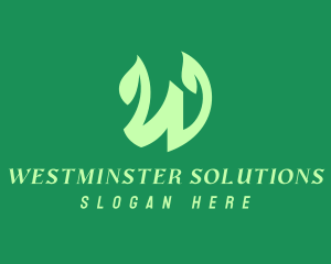 Green Organic Plant Letter W logo design