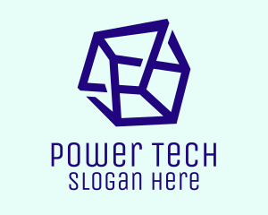 Violet 3D Cube Tech  logo design