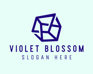 Violet 3D Cube Tech  logo design