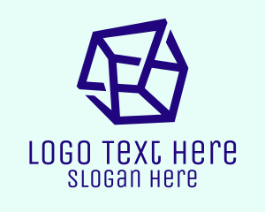 IT Service - Violet 3D Cube Tech logo design