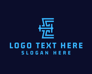 Industry - Modern Tech Letter E logo design